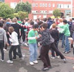 Students participating in a game